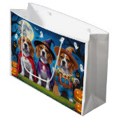 Beagle Hogs Pumpkin Halloween Funny Große Geschenktüte (Vorderseite Schrägansicht)
