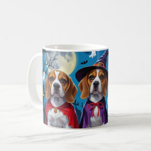 Beagle Hogs Pumpkin Halloween Funny Kaffeetasse (Vorderseite Links)