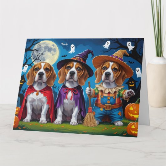 Beagle Hogs Pumpkin Halloween Funny Karte (Vorderseite)