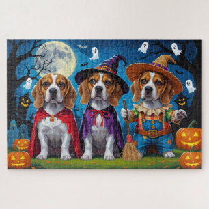 Beagle Hogs Pumpkin Halloween Funny Puzzle