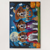 Beagle Hogs Pumpkin Halloween Funny Puzzle (Vertikal)