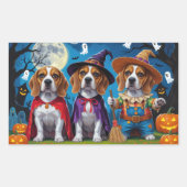 Beagle Hogs Pumpkin Halloween Funny Rechteckiger Aufkleber (Vorderseite)