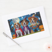 Beagle Hogs Pumpkin Halloween Funny Rechteckiger Aufkleber (Umschlag)