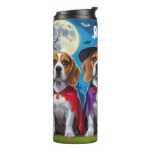 Beagle Hogs Pumpkin Halloween Funny Thermosbecher (Nach links gedreht)