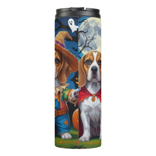 Beagle Hogs Pumpkin Halloween Funny Thermosbecher (Rückseite)