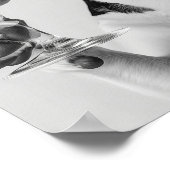 Beagle Holding A Cocktail Wall Art, Black and Whit Poster (Ecke)