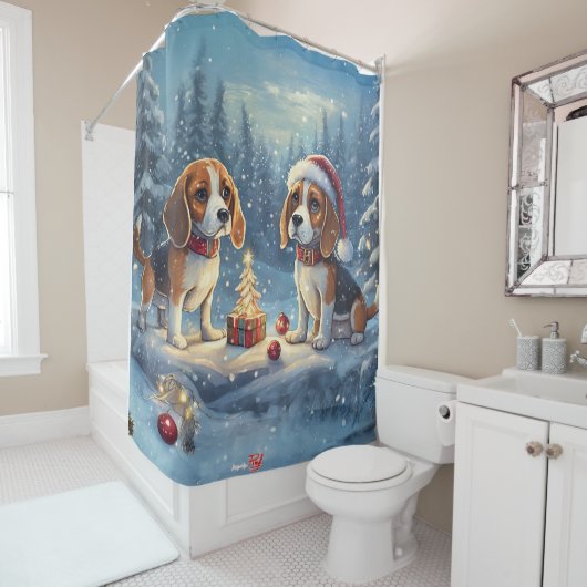 Beagle Holiday Design von Rich AMeN Gill Duschvorhang (Beispiel)