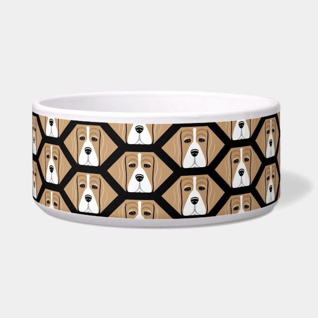 Beagle Honeycomb Pattern Dog Dish Napf (Links)