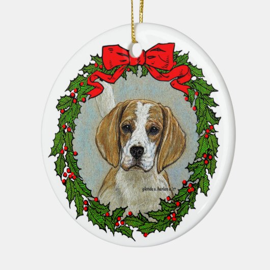 Beagle Hound Art Keramik Ornament (Links)