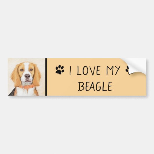 Beagle Hound Dog Malerei Original Tierart Autoaufkleber (Vorne)