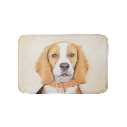 Beagle Hound Dog Malerei Original Tierart Badematte (Vorderseite)