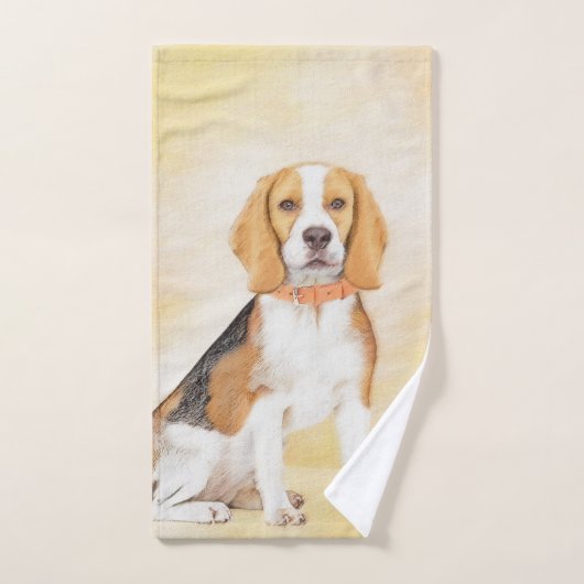 Beagle Hound Dog Malerei Original Tierart Badhandtuch Set (Handtuch)