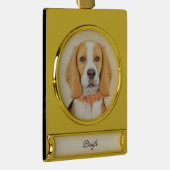 Beagle Hound Dog Malerei Original Tierart Banner-Ornament Gold (Rechts)