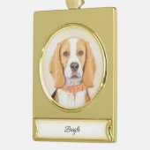 Beagle Hound Dog Malerei Original Tierart Banner-Ornament Gold (Links)