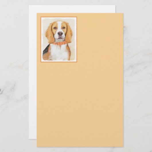 Beagle Hound Dog Malerei Original Tierart Briefpapier (Vorne/Hinten)