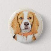 Beagle Hound Dog Malerei Original Tierart Button (Vorderseite)