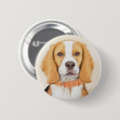 Beagle Hound Dog Malerei Original Tierart Button (Vorne & Hinten)