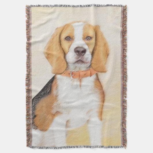 Beagle Hound Dog Malerei Original Tierart Decke (Vorderseite Vertikal)