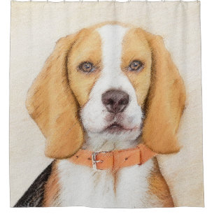 Beagle Hound Dog Malerei Original Tierart Duschvorhang
