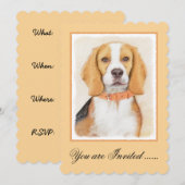Beagle Hound Dog Malerei Original Tierart Einladung (Vorne/Hinten)