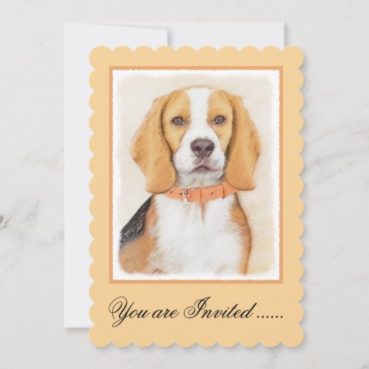 Beagle Hound Dog Malerei Original Tierart Einladung (Vorderseite)