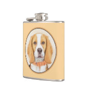 Beagle Hound Dog Malerei Original Tierart Flachmann (Links)