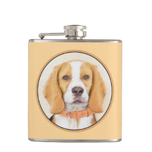 Beagle Hound Dog Malerei Original Tierart Flachmann