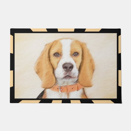 Beagle Hound Dog Malerei Original Tierart Fußmatte (Vorderseite)