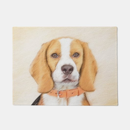 Beagle Hound Dog Malerei Original Tierart Fußmatte (Vorderseite)