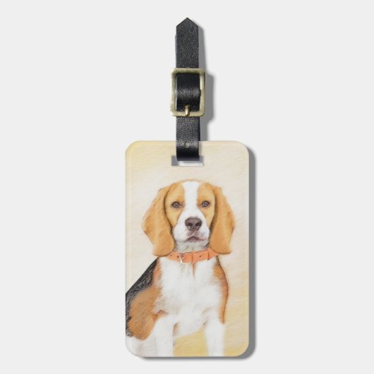 Beagle Hound Dog Malerei Original Tierart Gepäckanhänger (Vorderseite vertikal)