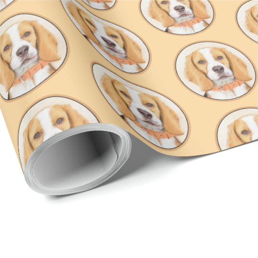 Beagle Hound Dog Malerei Original Tierart Geschenkpapier (Rolleneckpunkt)