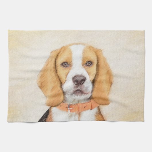 Beagle Hound Dog Malerei Original Tierart Geschirrtuch (Horizontal)