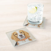 Beagle Hound Dog Malerei Original Tierart Glasuntersetzer (Schrägansicht)