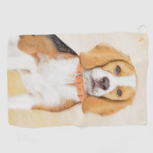 Beagle Hound Dog Malerei Original Tierart Golfhandtuch (Horizontal)