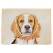 Beagle Hound Dog Malerei Original Tierart Große Geschenktüte (Vorderseite)