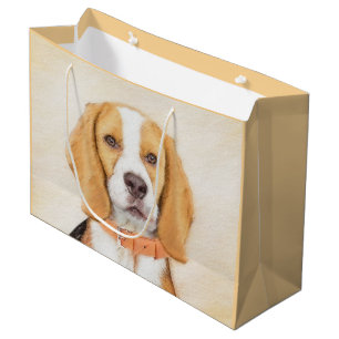 Beagle Hound Dog Malerei Original Tierart Große Geschenktüte