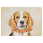 Beagle Hound Dog Malerei Original Tierart Große Geschenktüte (Rückseite)