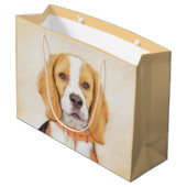 Beagle Hound Dog Malerei Original Tierart Große Geschenktüte (Rückseite Schrägansicht)