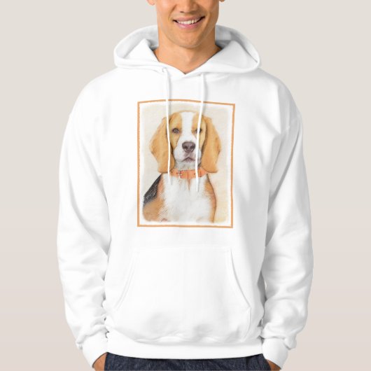 Beagle Hound Dog Malerei Original Tierart Hoodie (Vorderseite)