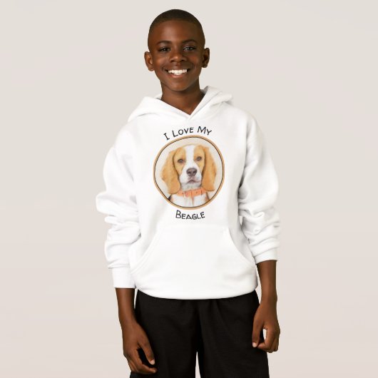 Beagle Hound Dog Malerei Original Tierart Hoodie (Vorne ganz)