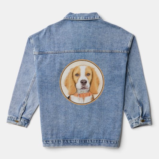 Beagle Hound Dog Malerei Original Tierart Jeansjacke (Rückseite)