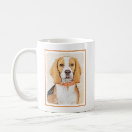 Beagle Hound Dog Malerei Original Tierart Kaffeetasse (Links)