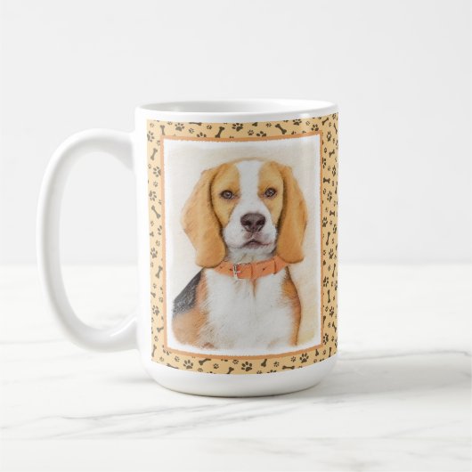 Beagle Hound Dog Malerei Original Tierart Kaffeetasse (Links)