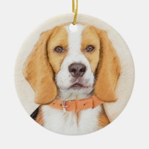 Beagle Hound Dog Malerei Original Tierart Keramik Ornament
