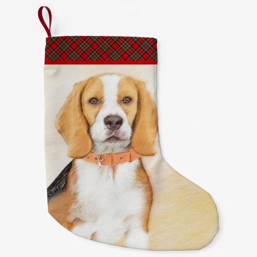 Beagle Hound Dog Malerei Original Tierart Kleiner Weihnachtsstrumpf (Vorderseite)