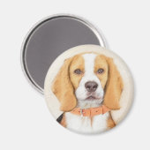 Beagle Hound Dog Malerei Original Tierart Magnet (Vorderseite/Rückseite)