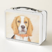 Beagle Hound Dog Malerei Original Tierart Metall Brotdose (Rückseite)