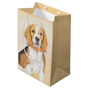 Beagle Hound Dog Malerei Original Tierart Mittlere Geschenktüte