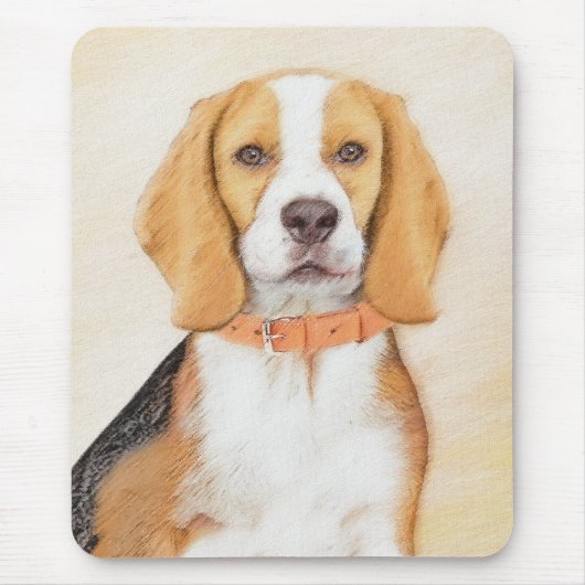 Beagle Hound Dog Malerei Original Tierart Mousepad (Vorne)