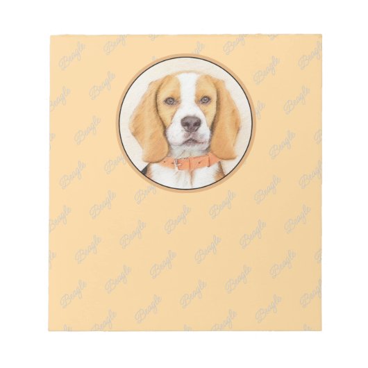 Beagle Hound Dog Malerei Original Tierart Notizblock (Vorderseite)